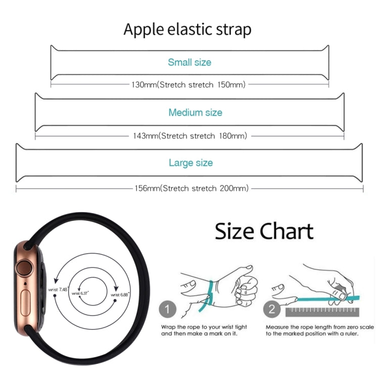 For Apple Watch Series 8&7 41mm / SE 2&6&SE&5&4 40mm / 3&2&1 38mm Solid Color Elastic Silicone Watch Band, Size:L 156mm, Size:L 156mm