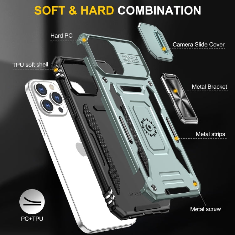 Armor PC + TPU Camera Shield Phone Case, For iPhone 15 Pro, For iPhone 15 Plus, For iPhone 15