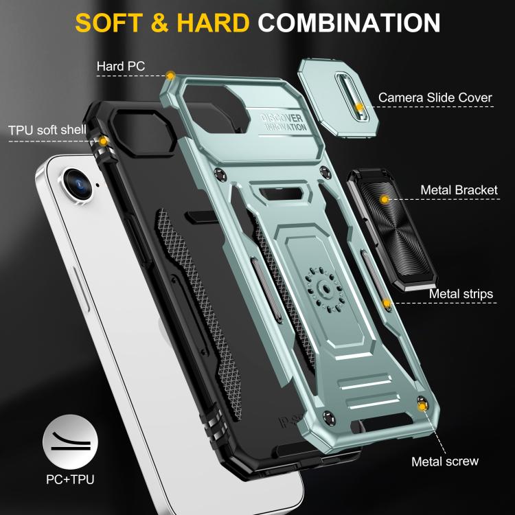 Armor PC + TPU Camera Shield Phone Case, For iPhone 16e, For iPhone 16 Pro Max, For iPhone 16 Pro