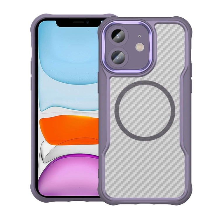 Carbon Fiber Texture MagSafe Translucent Phone Case, For iPhone 11, For iPhone 11 Pro