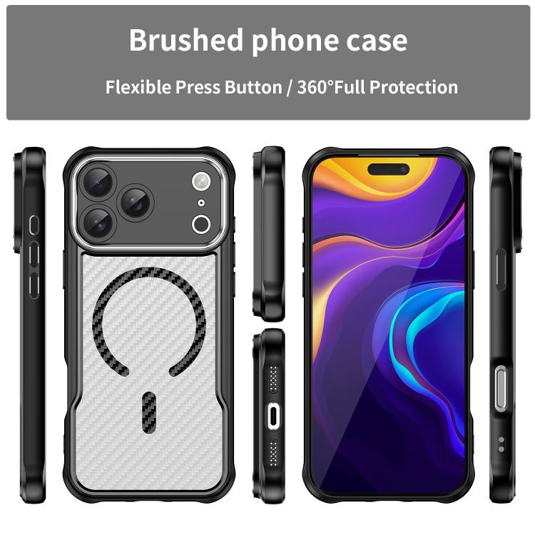 Carbon Fiber Texture MagSafe Translucent Phone Case