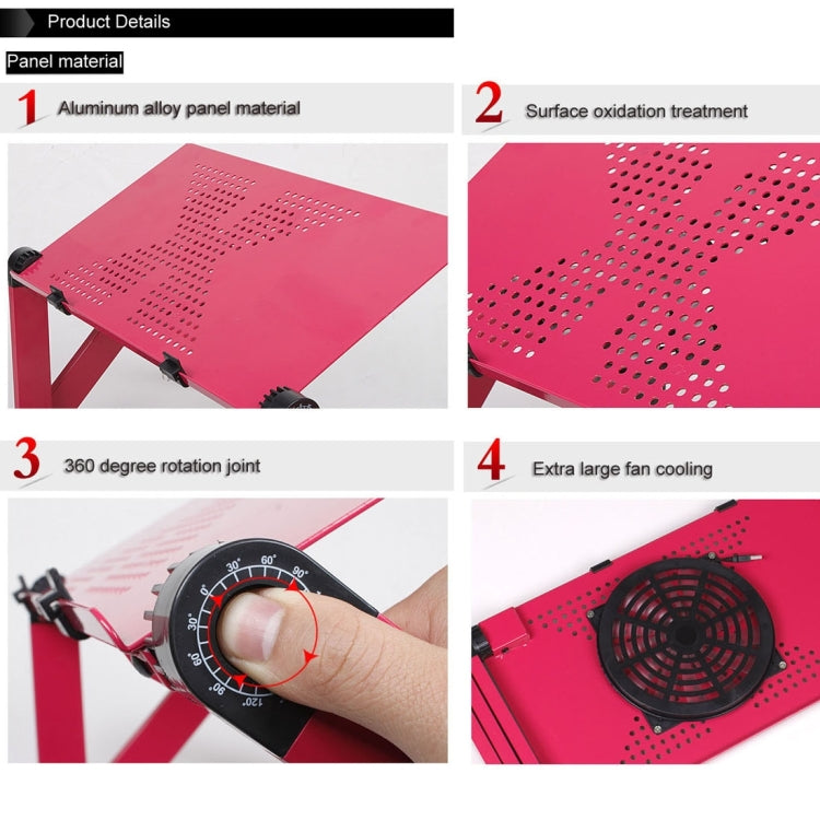 Portable 360 Degree Adjustable Foldable Aluminium Alloy Desk Stand with Cool Fans & Mouse Pad for Laptop / Notebook, with Mouse Pad & Cooling Fan