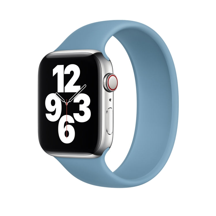 For Apple Watch Series 8&7 41mm / SE 2&6&SE&5&4 40mm / 3&2&1 38mm Solid Color Elastic Silicone Watch Band, Size:M 143mm (Aqua Blue), Size:M 143mm