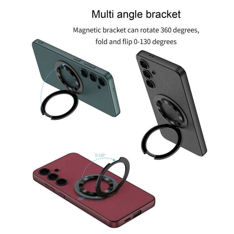 GKK Skin Feel Leather MagSafe Magnetic Phone Case with Holder, For Samsung Galaxy S24 5G