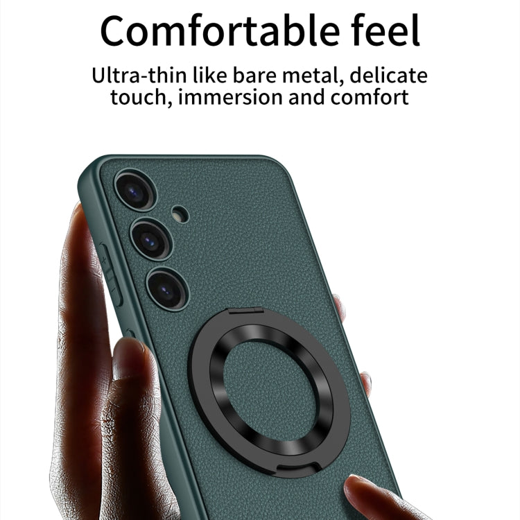 GKK Skin Feel Leather MagSafe Magnetic Phone Case with Holder, For Samsung Galaxy S24 5G