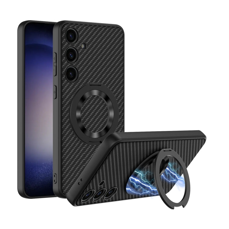GKK Skin Feel Leather MagSafe Magnetic Phone Case with Holder, For Samsung Galaxy S24 5G