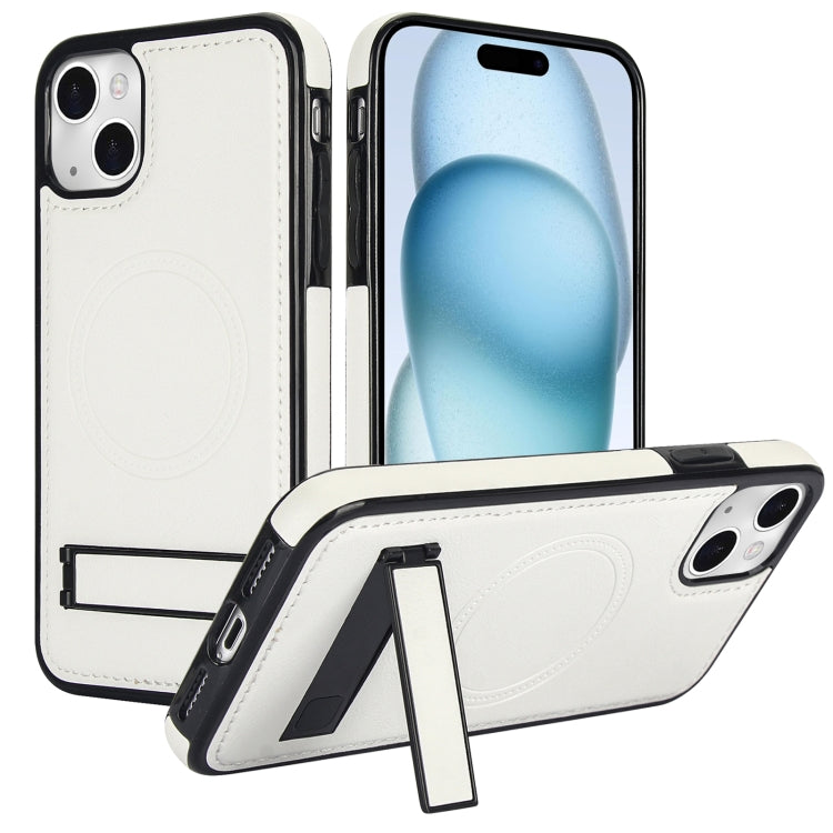 Retro Leather Invisible Stand MagSafe Phone Case, For iPhone 15, For iPhone 14 Plus, For iPhone 14