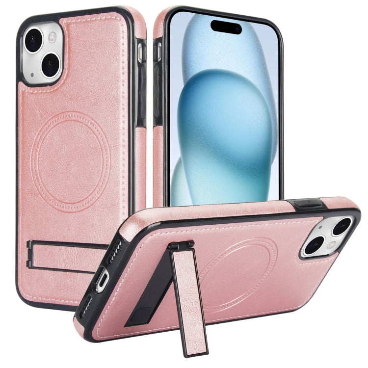 Retro Leather Invisible Stand MagSafe Phone Case, For iPhone 15, For iPhone 14 Plus, For iPhone 14