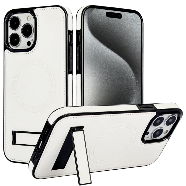 Retro Läder Osynligt Stativ MagSafe Mobilskal för iPhone 15 serie