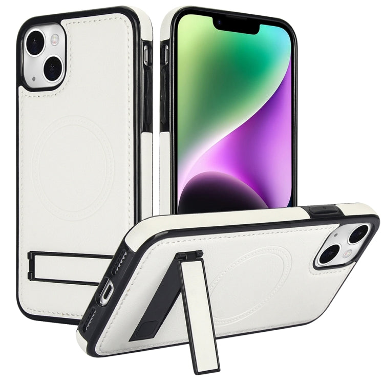 Retro Leather Invisible Stand MagSafe Phone Case, For iPhone 15, For iPhone 14 Plus, For iPhone 14