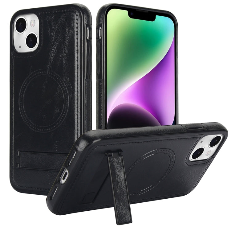 Retro Leather Invisible Stand MagSafe Phone Case, For iPhone 15, For iPhone 14 Plus, For iPhone 14