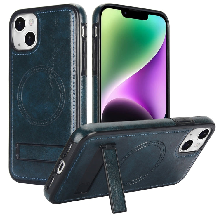Retro Leather Invisible Stand MagSafe Phone Case, For iPhone 15, For iPhone 14 Plus, For iPhone 14