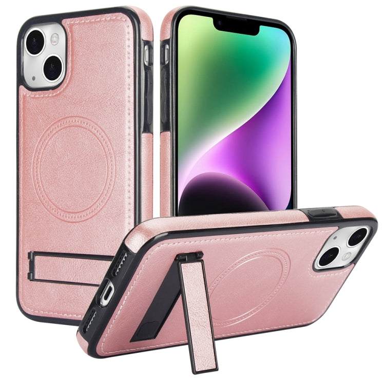 Retro Leather Invisible Stand MagSafe Phone Case, For iPhone 15, For iPhone 14 Plus, For iPhone 14