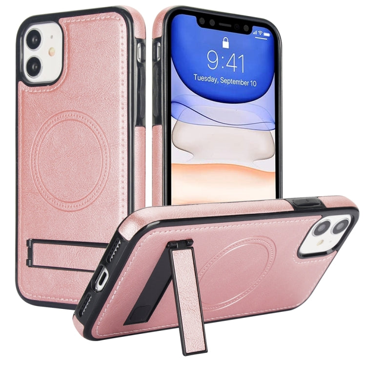 Retro Leather Invisible Stand MagSafe Phone Case, For iPhone 11 Pro Max, For iPhone 11, For iPhone 11 Pro