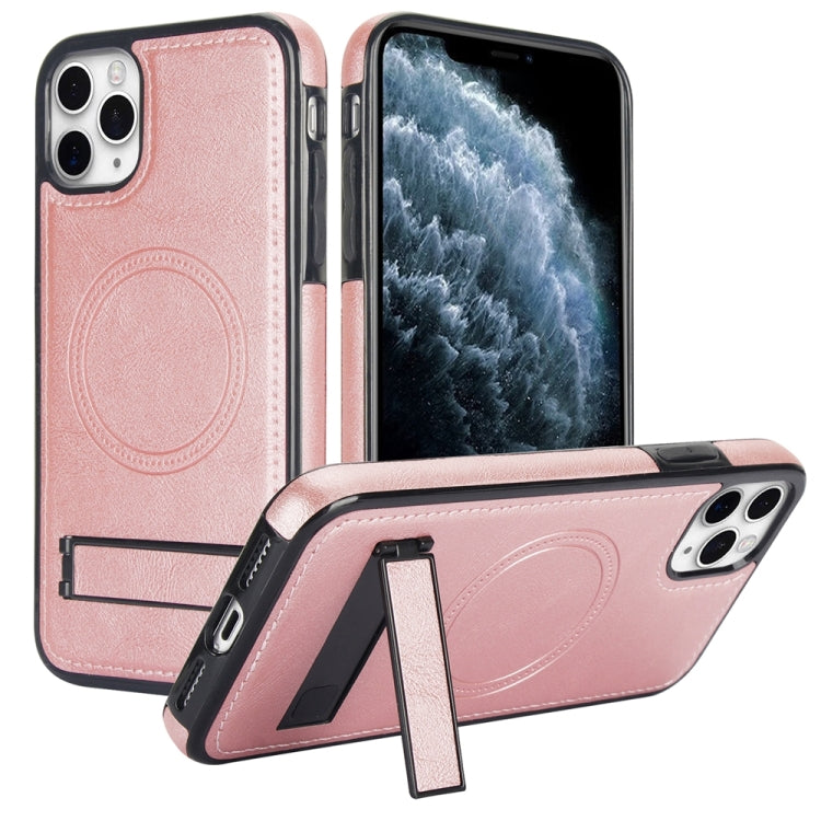Retro Leather Invisible Stand MagSafe Phone Case, For iPhone 11 Pro Max, For iPhone 11, For iPhone 11 Pro