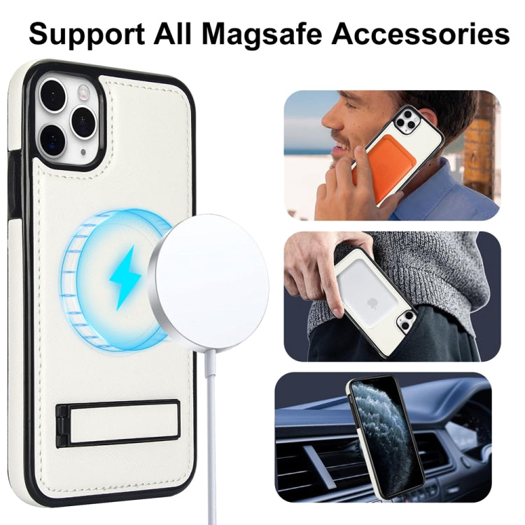Retro Leather Invisible Stand MagSafe Phone Case, For iPhone 11 Pro Max, For iPhone 11, For iPhone 11 Pro