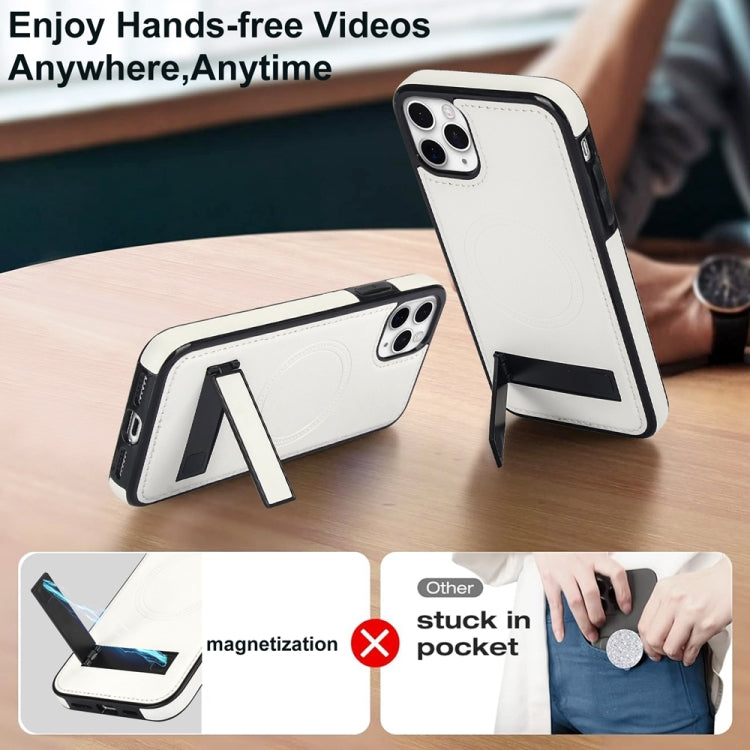 Retro Leather Invisible Stand MagSafe Phone Case, For iPhone 11 Pro Max, For iPhone 11, For iPhone 11 Pro