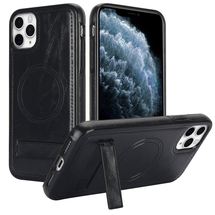 Retro Leather Invisible Stand MagSafe Phone Case, For iPhone 11 Pro Max, For iPhone 11, For iPhone 11 Pro