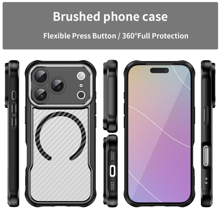 Carbon Fiber Texture MagSafe Translucent Phone Case, For iPhone 18 Pro, For iPhone 18 Pro Max, For iPhone 17e / 16e, For iPhone 16 Pro Max, For iPhone 16 Pro, For iPhone 16 Plus