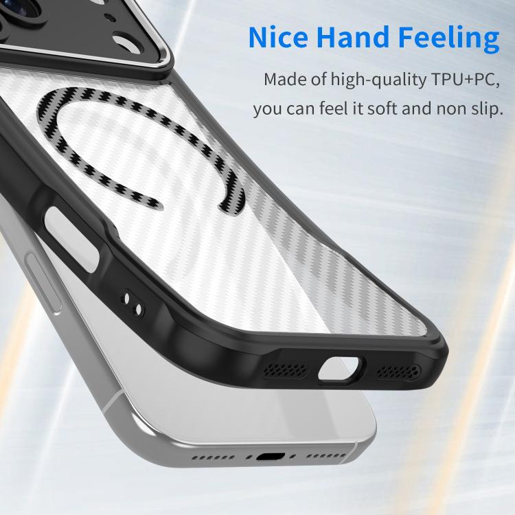 Carbon Fiber Texture MagSafe Translucent Phone Case, For iPhone 18 Pro, For iPhone 18 Pro Max, For iPhone 17e / 16e, For iPhone 16 Pro Max, For iPhone 16 Pro, For iPhone 16 Plus