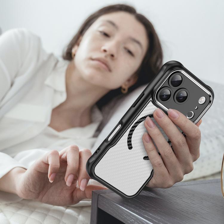 Carbon Fiber Texture MagSafe Translucent Phone Case, For iPhone 18 Pro, For iPhone 18 Pro Max, For iPhone 17e / 16e, For iPhone 16 Pro Max, For iPhone 16 Pro, For iPhone 16 Plus