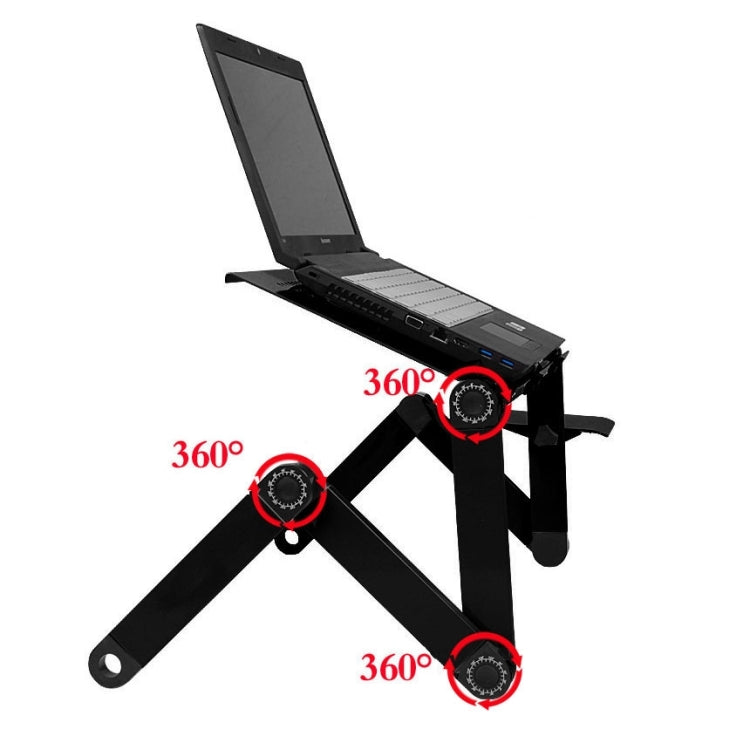 360 degree adjustable folding aluminum table with cooling fan and mouse pad for laptop