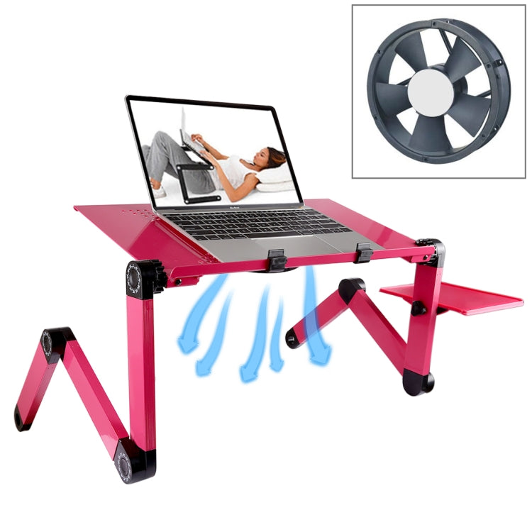 360 degree adjustable folding aluminum table with cooling fan and mouse pad for laptop