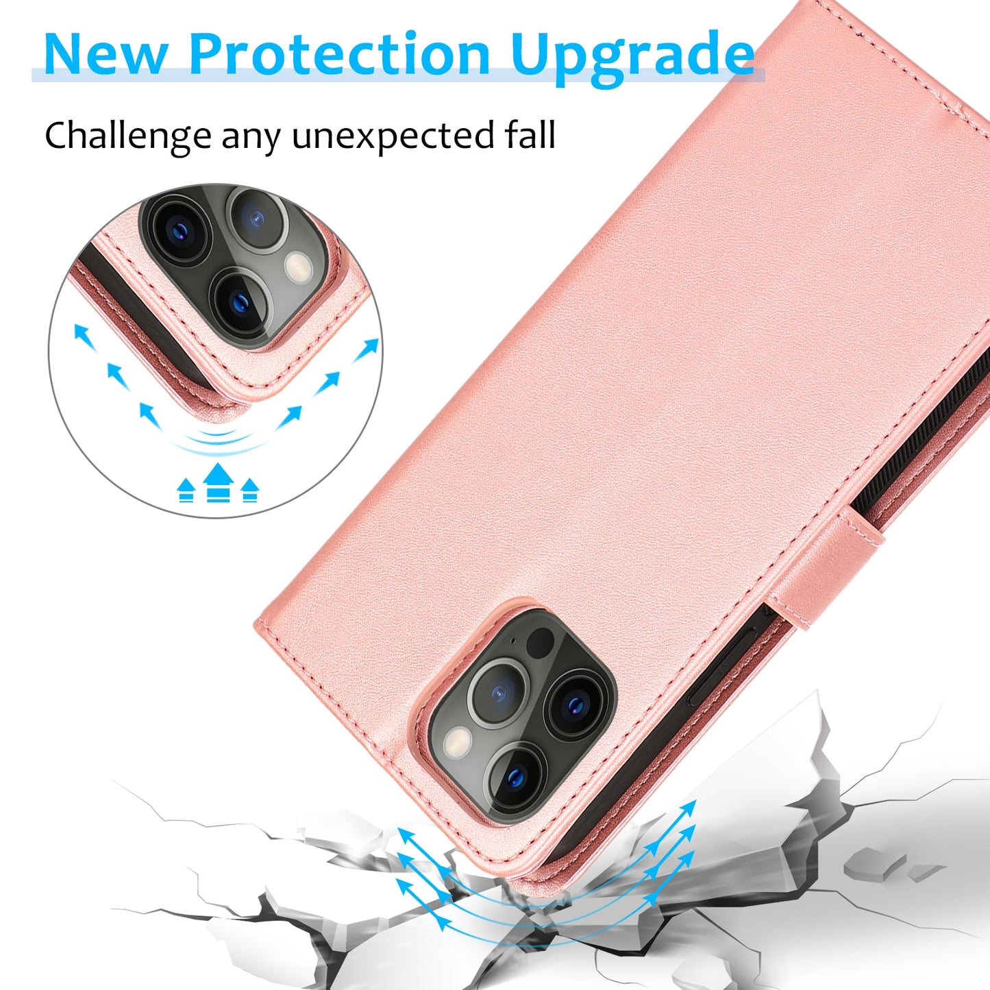 iphone 14 Pro 2 i 1 Magnetic Flip Läder Plånboksfodral Avtagbart skal